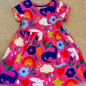 Mini Boden Pink Happy Dino Dress 3-4Y